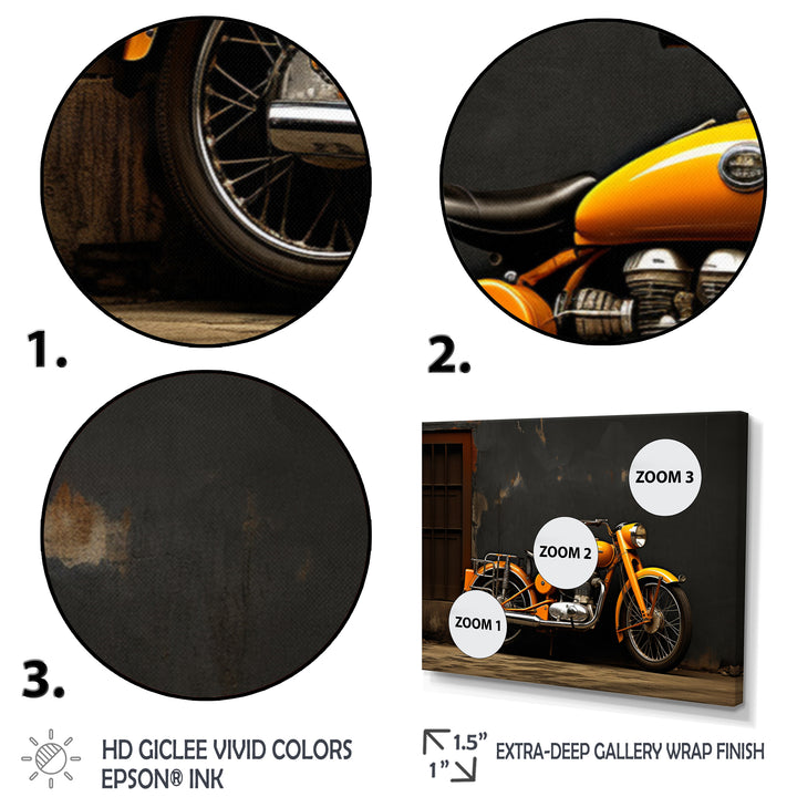 Orange Black Motorcycle Road Rhythms I - Motorcycle Canvas Wall Art