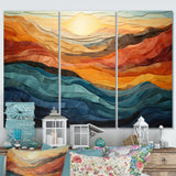 Coral Teal Bold Mountains Landscape - Multi-Panels