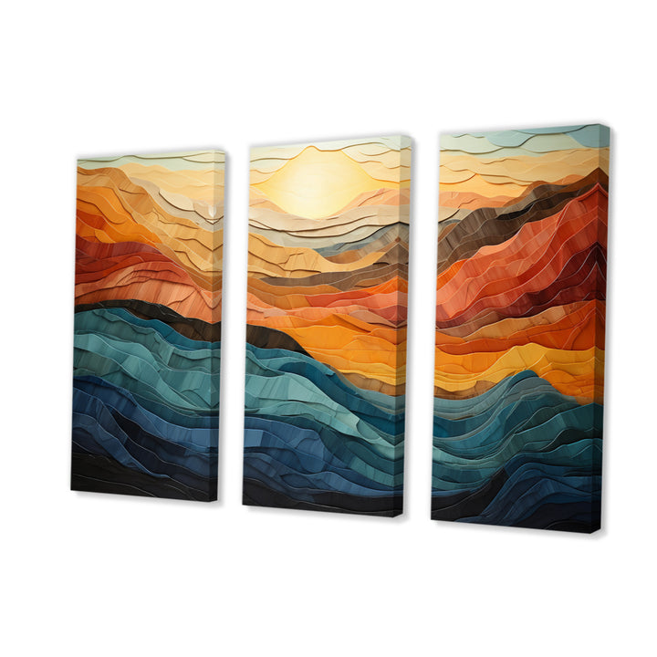 Coral Teal Bold Mountains Landscape - Multi-Panels
