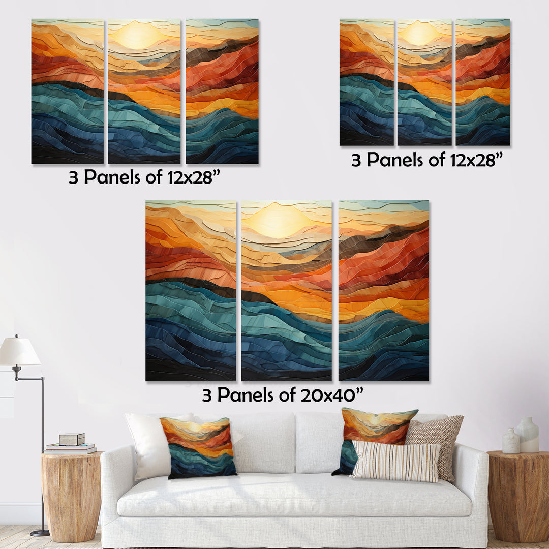 Coral Teal Bold Mountains Landscape - Multi-Panels