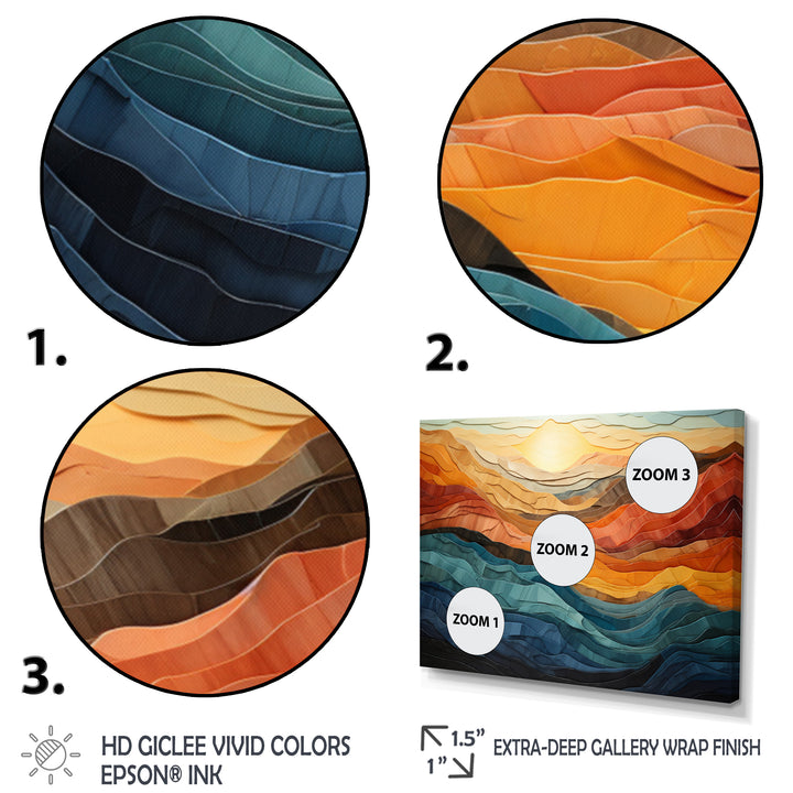 Coral Teal Bold Mountains Landscape - Multi-Panels