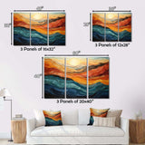 Coral Teal Bold Mountains Landscape - Landscapes Canvas Wall Art