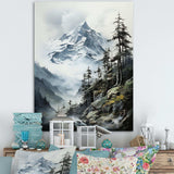 Green White Mountains Majestic Winter Peaks - Landscapes Canvas Wall Art