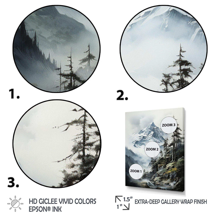 Green White Mountains Majestic Winter Peaks - Landscapes Canvas Wall Art