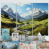 Green White Mountains Summer Peaks Pastoral - Multi-Panels