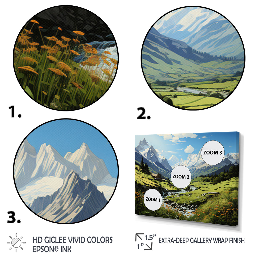 Green White Mountains Summer Peaks Pastoral - Multi-Panels
