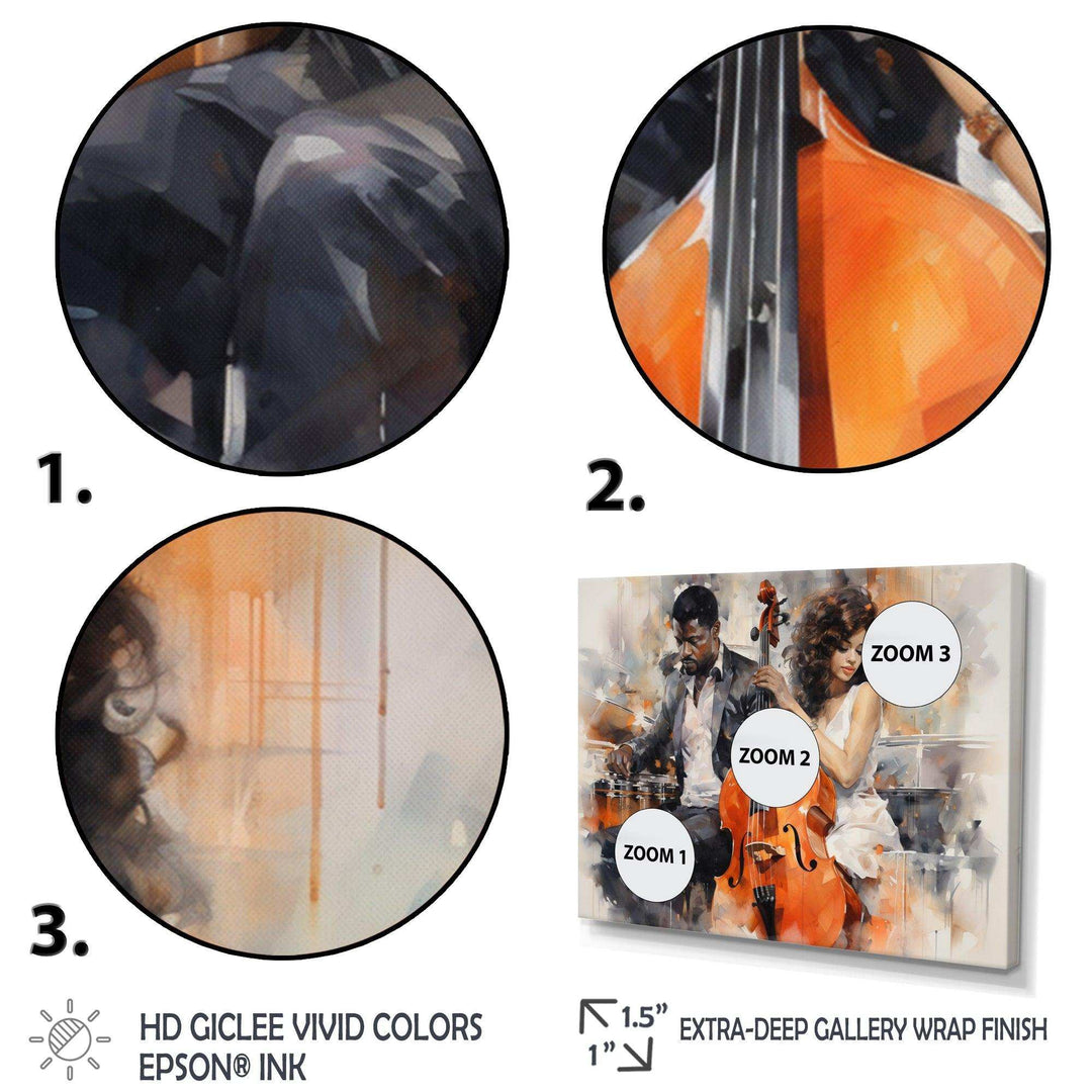 Orange Black Music Harmonious Duo II - Music Canvas Wall Art