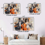 Orange Black Music Harmonious Duo II - Music Canvas Wall Art