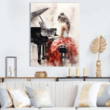 Beige Red Music Piano Harmony I - Music Canvas Wall Art