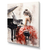 Beige Red Music Piano Harmony I - Music Canvas Wall Art