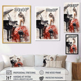 Beige Red Music Piano Harmony I - Music Canvas Wall Art