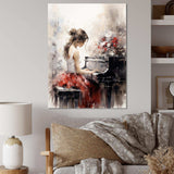 Beige Red Music Piano Harmony II - Music Canvas Wall Art