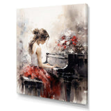 Beige Red Music Piano Harmony II - Music Canvas Wall Art