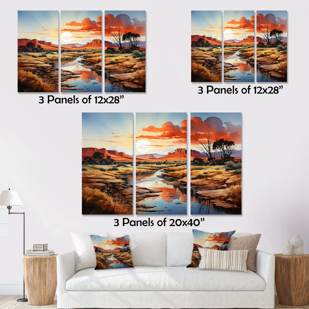 Native Art Ancestral Landscapes I - 3-Piece Canvas Wall Art