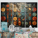 Native Art Ancient Petroglyphs II - Canvas Multipanels Set of 3