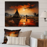 Orange Native Tipi Embracing Tradition II - People Canvas Wall Art