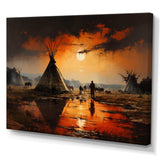 Orange Native Tipi Embracing Tradition II - People Canvas Wall Art