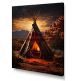 Orange Native Tipi Embracing Tradition I - People Canvas Wall Art