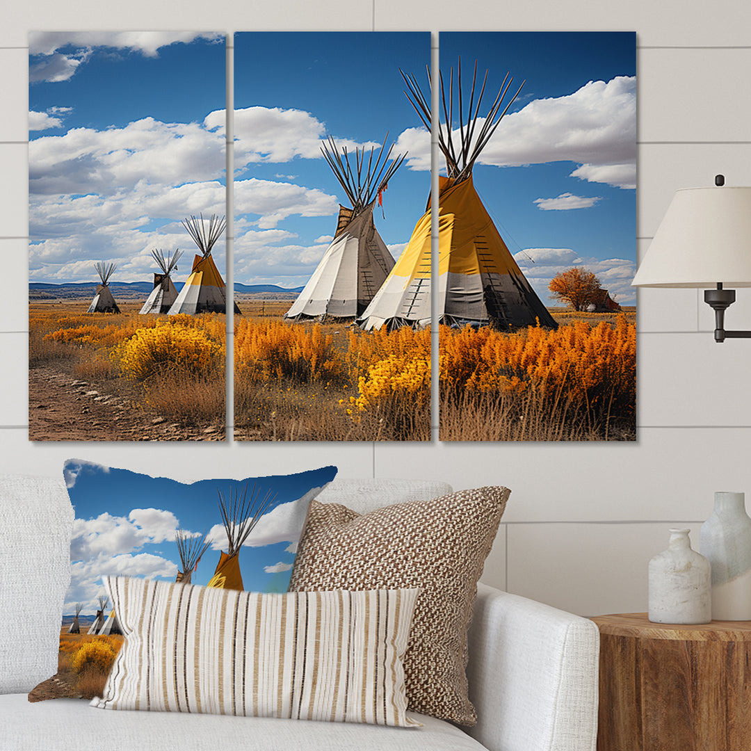 Yellow Native Tipi Path To Spirituality III - Multi-Panels