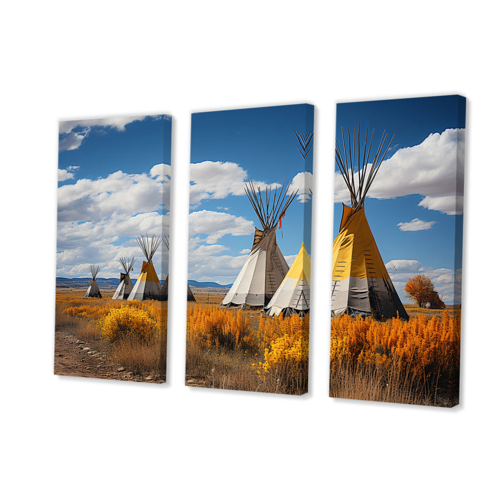 Yellow Native Tipi Path To Spirituality III - Multi-Panels