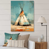 Turquoise Beige Native Tipi Whispers Of Spirit - People Canvas Wall Art