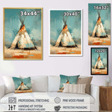 Turquoise Beige Native Tipi Whispers Of Spirit - People Canvas Wall Art