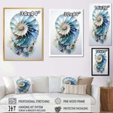 Nautilus Ocean Blue Sheels Symetry - Animals Canvas Wall Art