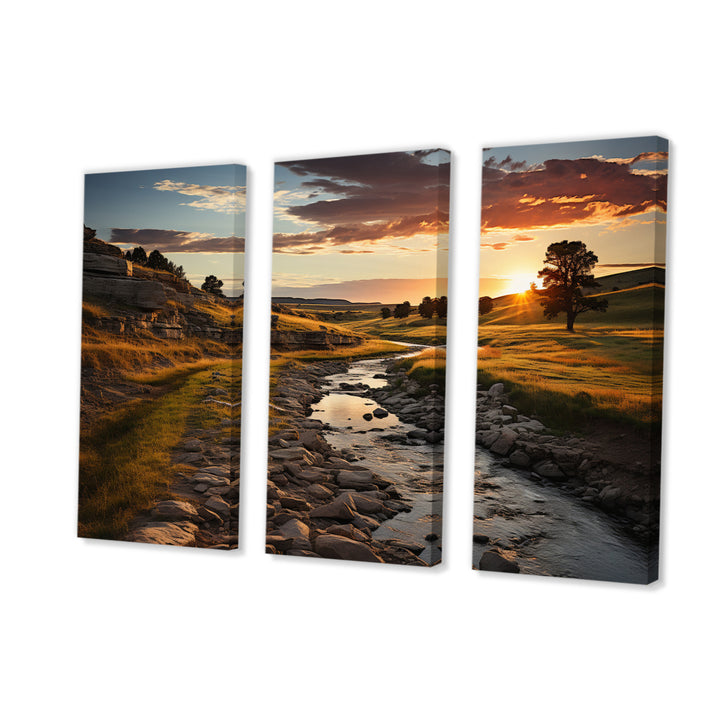 Yellow Green Nebraska Landscape Prairies - Multi-Panels