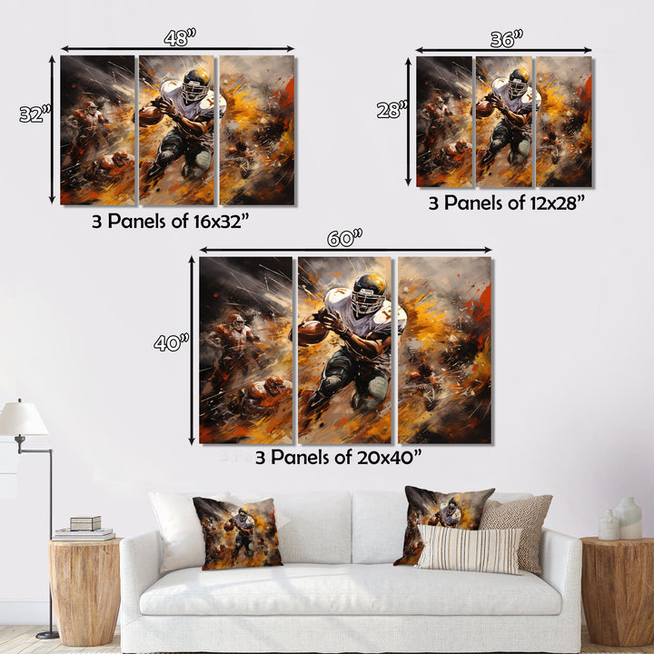 Yellow Football Abstract Victory - Football Canvas Wall Art
