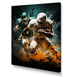 Yellow Football Colliding Energies - Football Canvas Wall Art