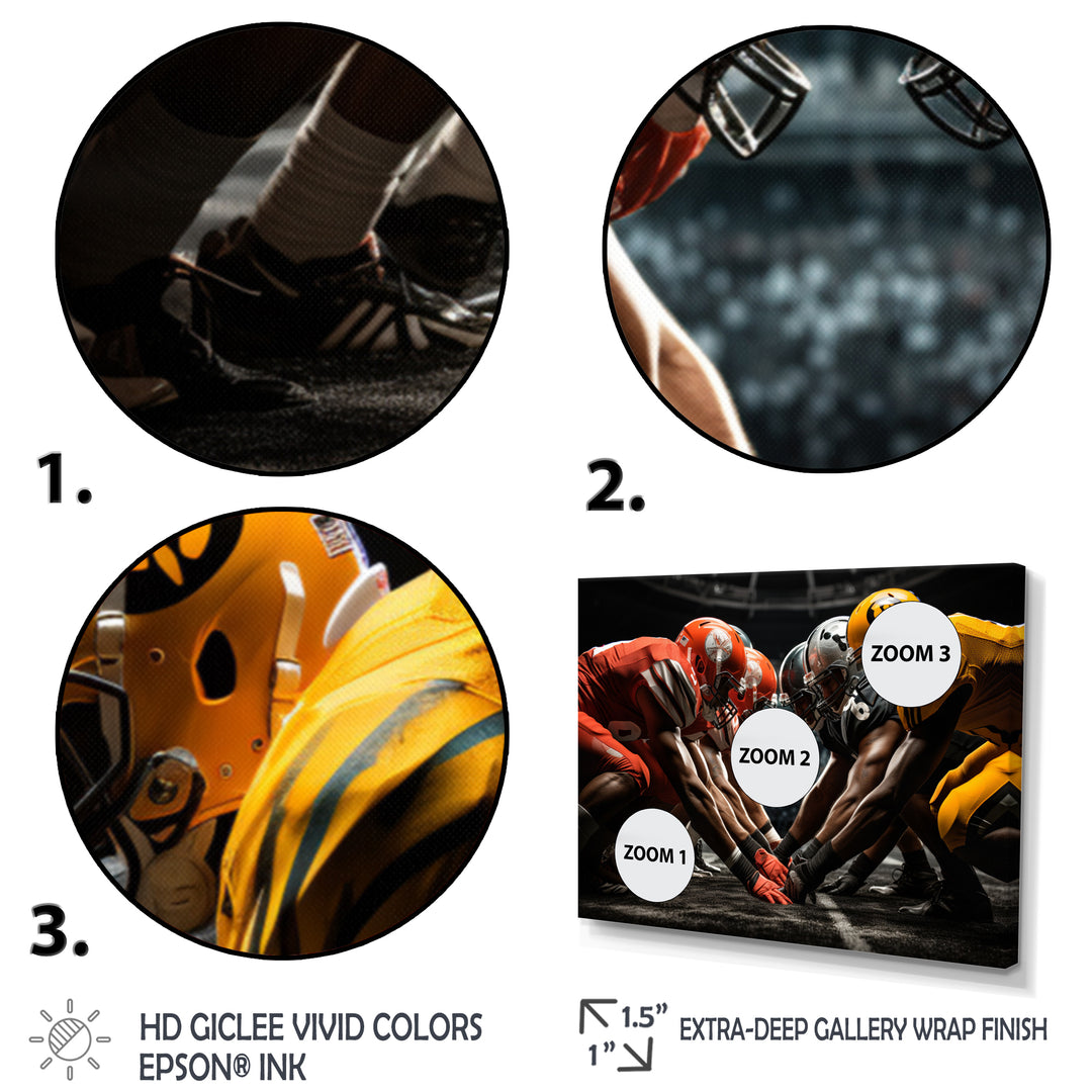 Yellow Football Dynamic Formation - Football Canvas Wall Art