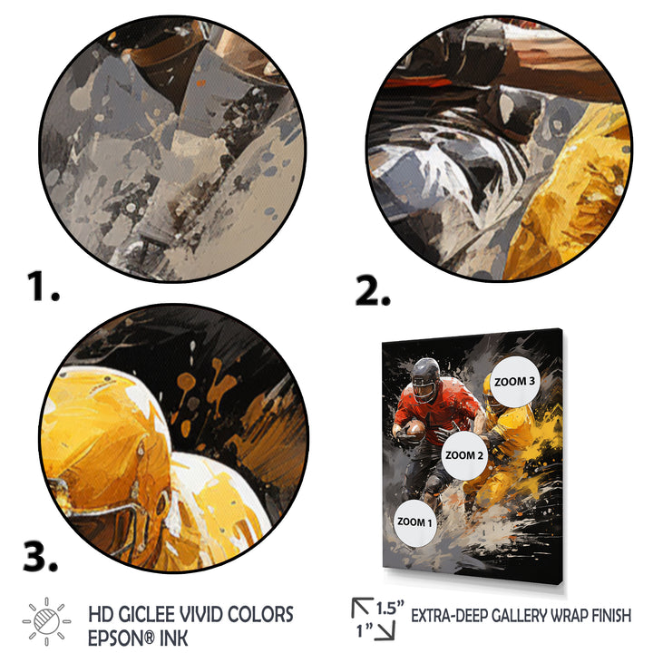 Yellow Football Dynamic Plays I - Football Canvas Wall Art