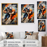 Orange Football Energetic Tackles - Football Canvas Wall Art