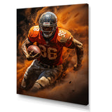 Orange Football Explosive Drives - Football Canvas Wall Art