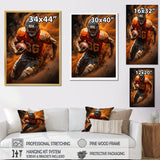 Orange Football Explosive Drives - Football Canvas Wall Art