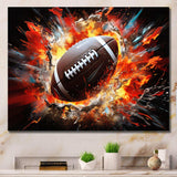 Red Football Explosive Ballon - Sports Canvas Wall Art