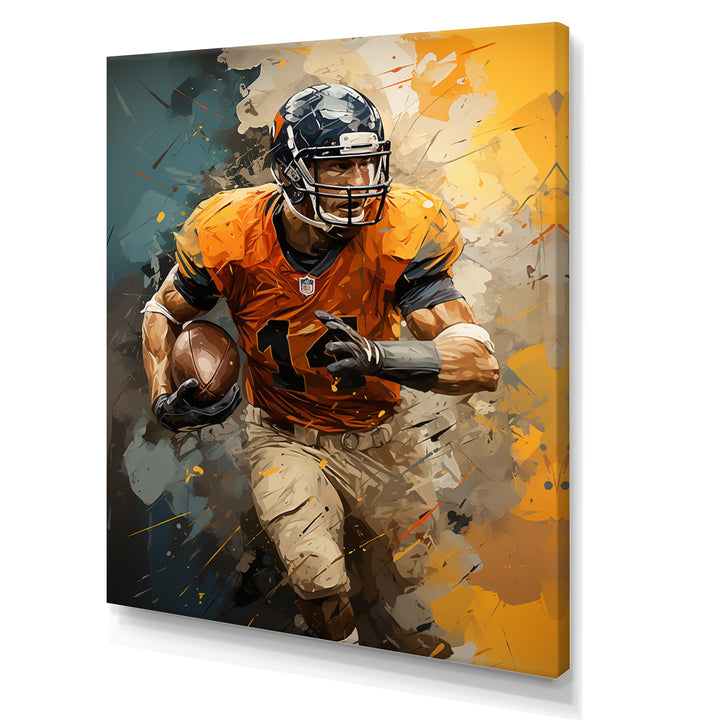 Yellow Football Fragmented Plays - Football Canvas Wall Art