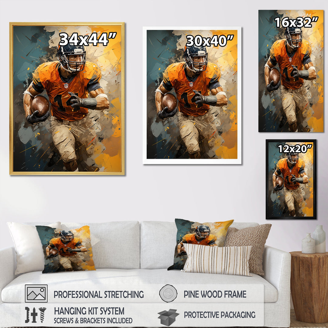 Yellow Football Fragmented Plays - Football Canvas Wall Art