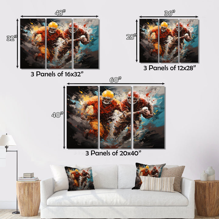 Yellow Football Gridiron Expression - Football Canvas Wall Art