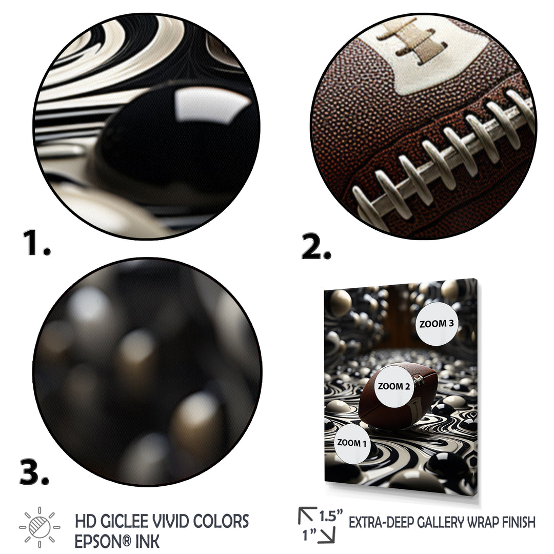 Football Spiraling Spirals - Football Canvas Wall Art