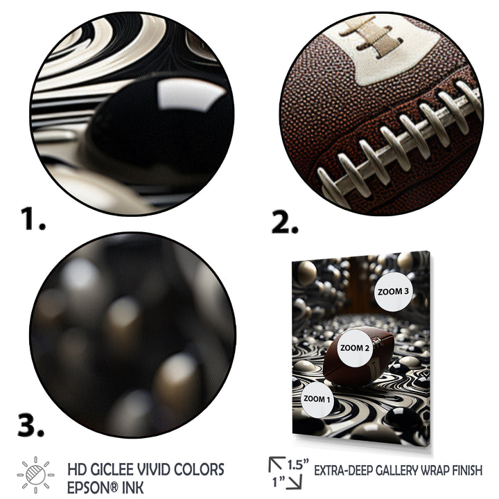 Football Spiraling Spirals - Football Canvas Wall Art