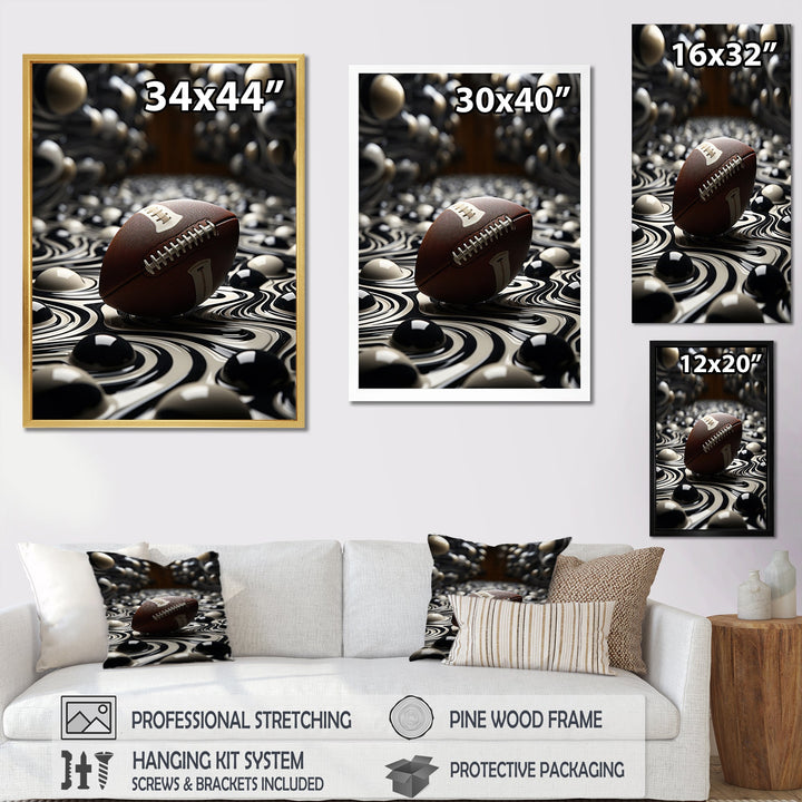 Football Spiraling Spirals - Football Canvas Wall Art
