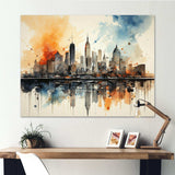 Colorful Nyc Cityscape Watercolor II - Cityscapes Canvas Wall Art