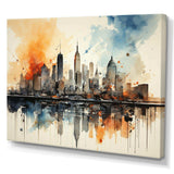 Colorful Nyc Cityscape Watercolor II - Cityscapes Canvas Wall Art