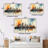 Colorful Nyc Cityscape Watercolor II - Cityscapes Canvas Wall Art