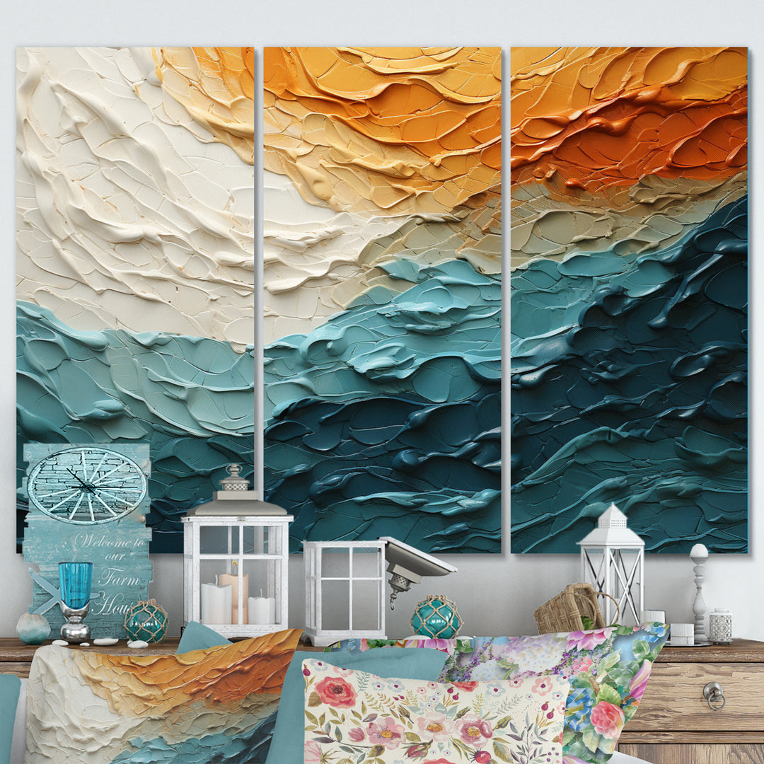 Teal Orange Ocean Coastal Essence Collage - Multi-Panels