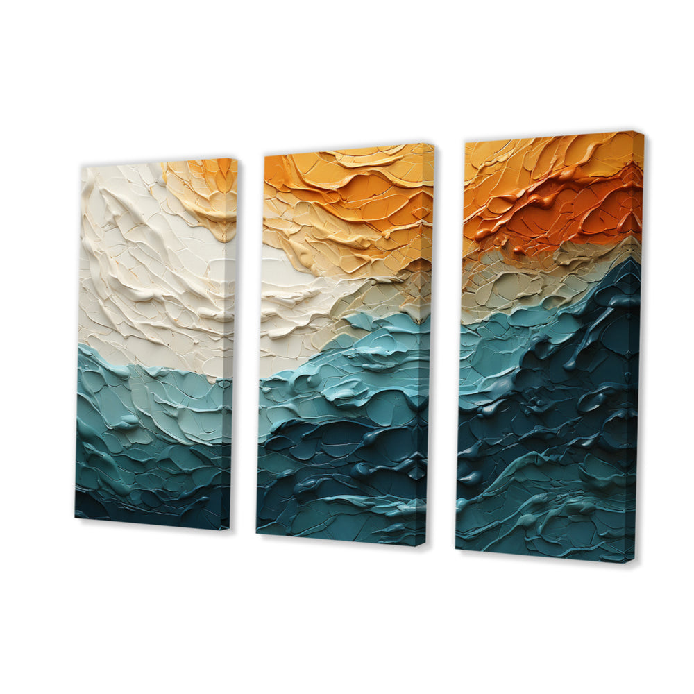 Teal Orange Ocean Coastal Essence Collage - Multi-Panels