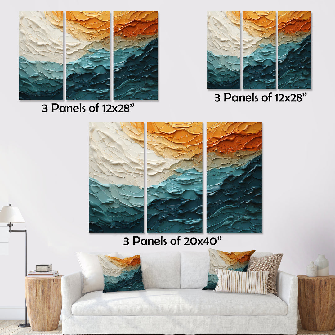 Teal Orange Ocean Coastal Essence Collage - Multi-Panel Canvas Prints