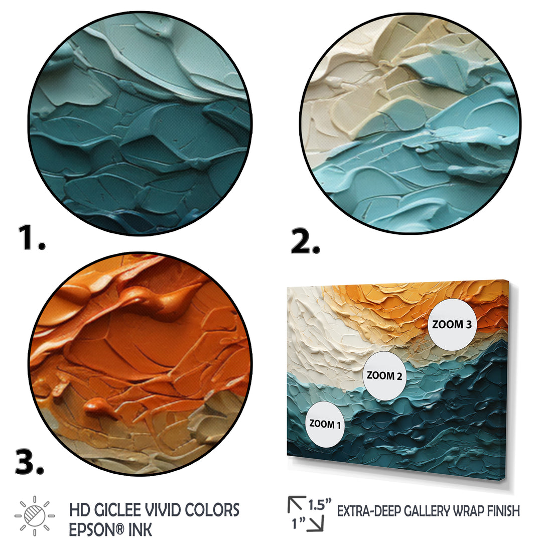 Teal Orange Ocean Coastal Essence Collage - Multi-Panels