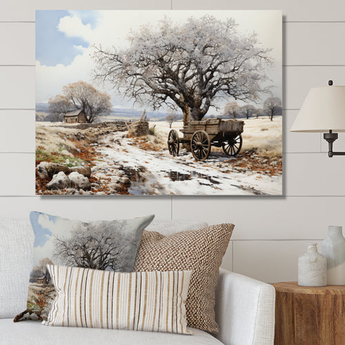 White Old Cart  Legacy - Old American Cart Canvas Wall Art